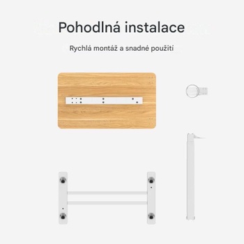 Odkladací stolík H3M-7040-Pro, nastaviteľný, 70 x 40 cm, javor/biely - N