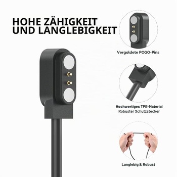 Nabíjací kábel Tobfit pre chytré hodinky (balenie 2 ks), magnetický, 2pinový, univerzálny nabíjací