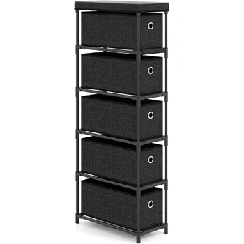 Komoda s 5 zásuvkami MC43649IT, 40 x 19 x 100 cm, čierna - N