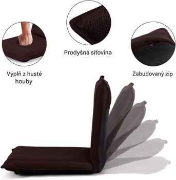 Rozkladacia pohovka so 6 nastaviteľnými polohami 656GOT05, 98 x 45 x 8 cm, kávová - N