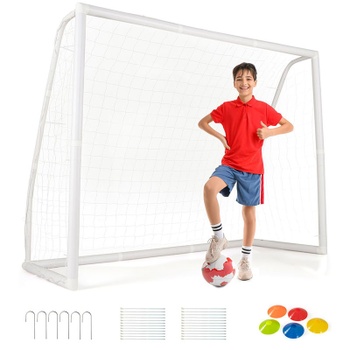 Tréninková fotbalová branka pro děti VX46314, síť 244 × 183 cm, odolný rám z PVC, bílá - N