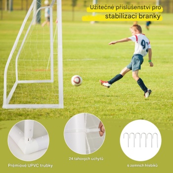 Tréninková fotbalová branka pro děti VX46314, síť 244 × 183 cm, odolný rám z PVC, bílá - N