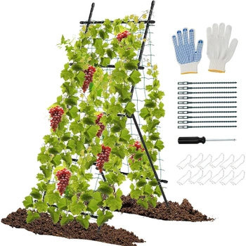 Mriežka pre popínavé rastliny so záhradnou sieťou GT4298, 80 x 93 x 190 cm, čierna - N
