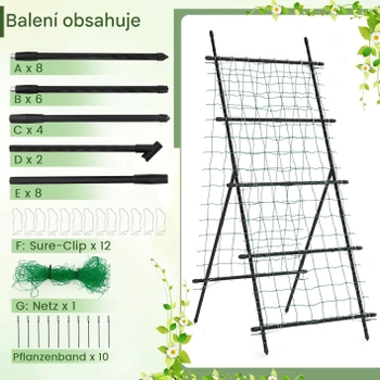 Mriežka pre popínavé rastliny so záhradnou sieťou GT4298, 80 x 93 x 190 cm, čierna - N