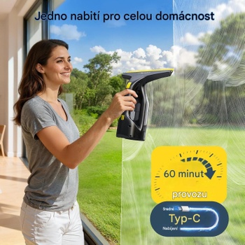 Vysávač na okná CL03A, doba prevádzky 60 minút, tryska 280 mm, čierno/žltý - N