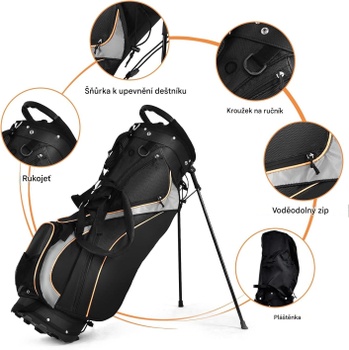 Pánsky golfový bag na palice s dvojitými ramennými popruhmi B09ZYJW92K, čierny - N