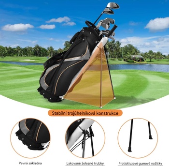 Pánsky golfový bag na palice s dvojitými ramennými popruhmi B09ZYJW92K, čierny - N