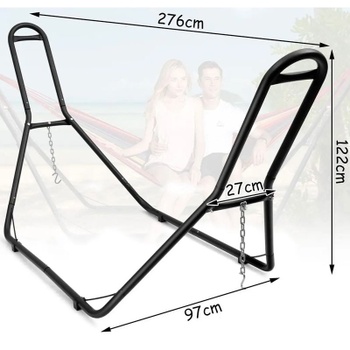 Stojan na hojdaciu sieť NP11726, 276 x 97 x 122 cm, nosnosť 200 kg, čierny - N