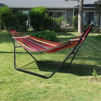 Stojan na hojdaciu sieť NP11726, 276 x 97 x 122 cm, nosnosť 200 kg, čierny - N
