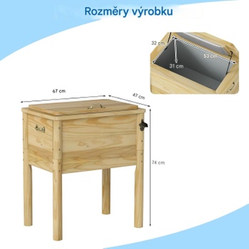 Chladiaci box YA23678YLFR, udrží jedlo chladné po dobu 2-4 hodín, 51 l, prírodný - N