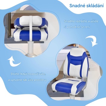 Lodní sedadla s nerezovými šrouby a hliníkovými panty NP10521RE, 2 kusy, modro/bílé - N