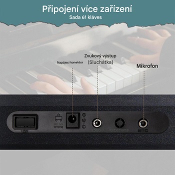 Elektrické klávesové piano s duálnym napájaním B0FD73SHNM, 61klávesové, 100 rytmov a tónov, čierne - N