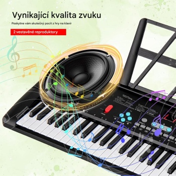 Elektrické klávesové piano s duálnym napájaním B0FD73SHNM, 61klávesové, 100 rytmov a tónov, čierne - N