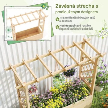 Drevený vyvýšený záhon so závesnou strechou 21101600, 119 x 40 x 17 cm, prírodný - N