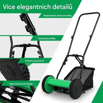 Ručná vretenová kosačka na trávu GT4311GN, šírka kosenia 30 cm, zberný kôš s objemom 18,5 l, zelená -