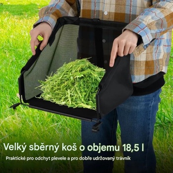 Ručná vretenová kosačka na trávu GT4311GN, šírka kosenia 30 cm, zberný kôš s objemom 18,5 l, zelená -