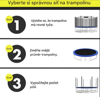 Sieť na záhradnú trampolínu TW10021, Ø 427 cm, výška siete 180 cm, čierna - N