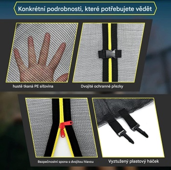 Sieť na záhradnú trampolínu TW10021, Ø 427 cm, výška siete 180 cm, čierna - N