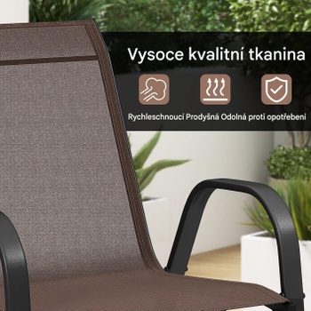 Sada 4 záhradných stoličiek QS44829FR, stohovateľné, s oceľovým rámom, hnedé - N
