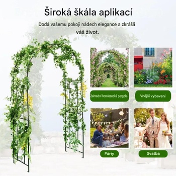 Kovový záhradný oblúk so 4 zemnými kolíkmi NP11084DK, 220 x 120 x 56 cm, čierny - N