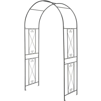 Kovový záhradný oblúk so 4 zemnými kolíkmi NP11084DK, 220 x 120 x 56 cm, čierny - N