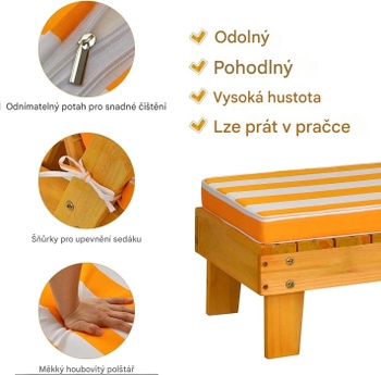 Detské lehátko so slnečníkom a vankúšom XY69720DE, s nosnosťou do 50 kg, 92 x 49 x 106 cm, bielo/ora