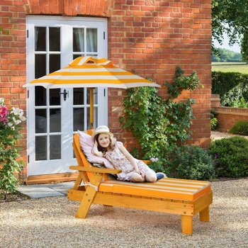 Detské lehátko so slnečníkom a vankúšom XY69720DE, s nosnosťou do 50 kg, 92 x 49 x 106 cm, bielo/ora