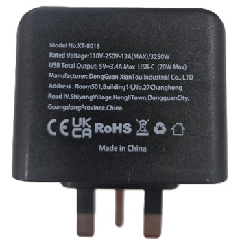 Cestovný adaptér XT-8018, vysokorýchlostný port USB C, set 10 ks, čierny - N