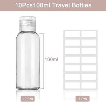 Cestovné fľaštičky na doplňovanie, 100ml, súprava 10 cestovných fľaštičiek