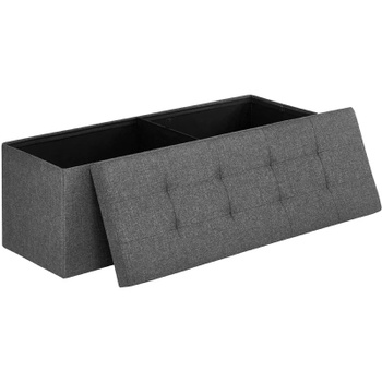 Úložný taburet LSF77KV2, 110 x 38 x 38 cm, nosnosť 300 kg, sivý - N