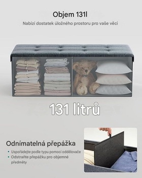 Úložný taburet LSF077Q01V2, 110 x 38 x 38 cm, nosnosť 300 kg, džínsová modrá - N