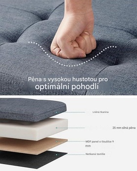 Úložný taburet LSF077Q01V2, 110 x 38 x 38 cm, nosnosť 300 kg, džínsová modrá - N