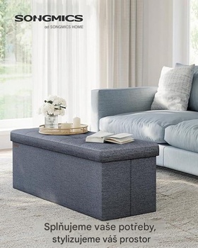 Úložný taburet LSF077Q01V2, 110 x 38 x 38 cm, nosnosť 300 kg, džínsová modrá - N