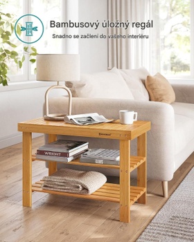 Botník z bambusu LBS04N, 70 x 28 x 45 cm, nosnosť až 130 kg, prírodný - N