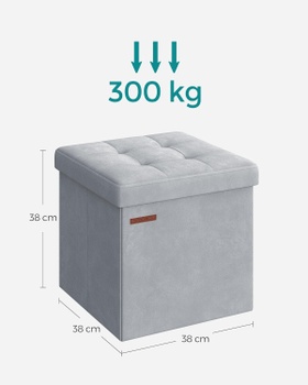 Úložný taburet LSF227G02, 38 x 38 cm, nosnosť 300 kg, svetlo šedý - N
