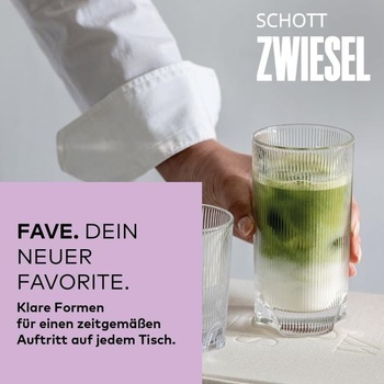 Schott Zwiesel Allround Fave Tumbler (sada 4 ks), moderné poháre s ryhovaným okrajom a výrezmi,