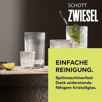 Schott Zwiesel Allround Fave Tumbler (sada 4 ks), moderné poháre s ryhovaným okrajom a výrezmi,