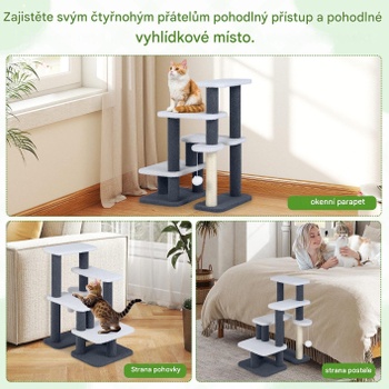 Škrabadlo pre mačky S0FFX07N, 77 cm, bielo/šedé - N