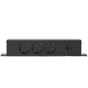 Zásuvka s USB portami PS010-B-EU, maximálny výkon 3 680 W, čierna - N
