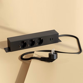 Zásuvka s USB portami PS010-B-EU, maximálny výkon 3 680 W, čierna - N