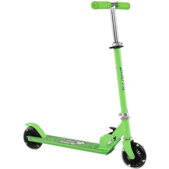 Detská kolobežka s LED kolieskami, s 3 nastaviteľnými výškami, nosnosť do 50 kg, zelená - N