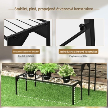 3-poschodový kovový stojan na rastliny B08CKN3VSJ, 86,4 x 66 x 66 cm, čierny - N