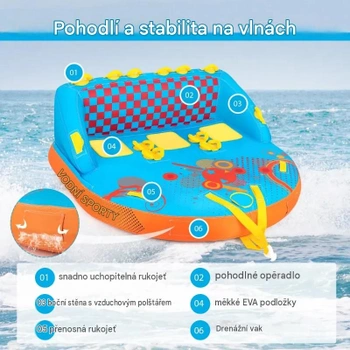 Nafukovací ťažný čln pre 3 osoby NP11600, 240 x 200 x 70 cm, nosnosť 300 kg, viacfarebný - N