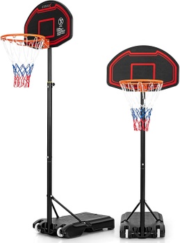 Vonkajší basketbalový kôš BY26631ES-KF, nastaviteľná výška 155 - 210 cm, čierno/červený - N