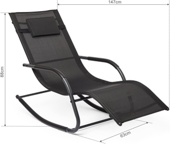Záhradné hojdacie kreslo s opierkou hlavy M1038020803, nosnosť 160 kg, čierne - N