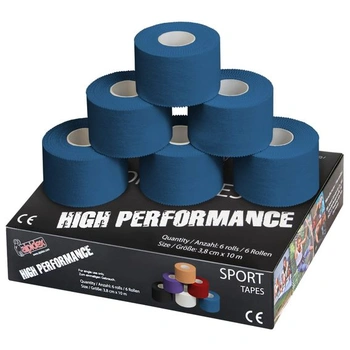 ALPIDEX Šport Tape 6 roliek 3,8 cm x 10 m Futbal Hádzanká Volejbal Modrá