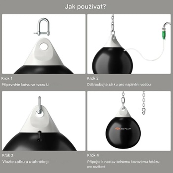 Vodné boxovacie vrece BY26771KTDE, 50 kg, 45 x 58 cm, čierne - N