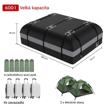 Strešný box na auto S0GCY0EWS45, 600 l, 130 x 86 x 44 cm, sivý - N