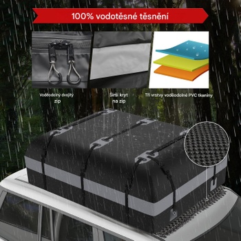 Strešný box na auto S0GCY0EWS45, 600 l, 130 x 86 x 44 cm, sivý - N
