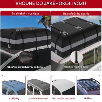 Strešný box na auto S0GCY0EWS45, 600 l, 130 x 86 x 44 cm, sivý - N